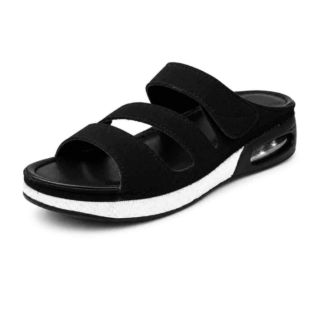 Sandale componse Confort pour femme 1011-2 noir daim  Sandales médicales femme Maroc